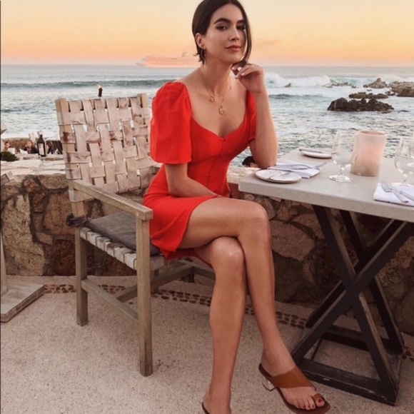 Only Medium Zara blogger fav red dress puff sleeve - Picture 6 of 8